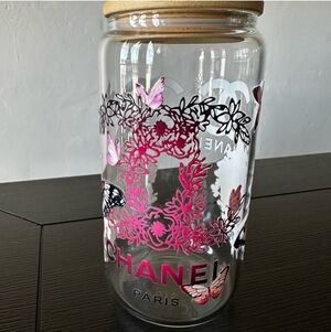 Custom 16OZ Glass Tumbler With Glass Straw, NWOT